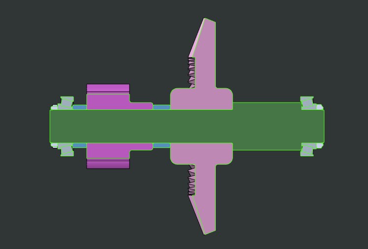 Section of the intermediate shaft with bevel wheel and spur pinion